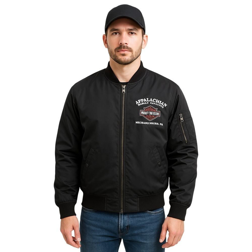 Harley-Davidson Appalachian Dealer Bomber Jacket XL Black Nylon Quilted